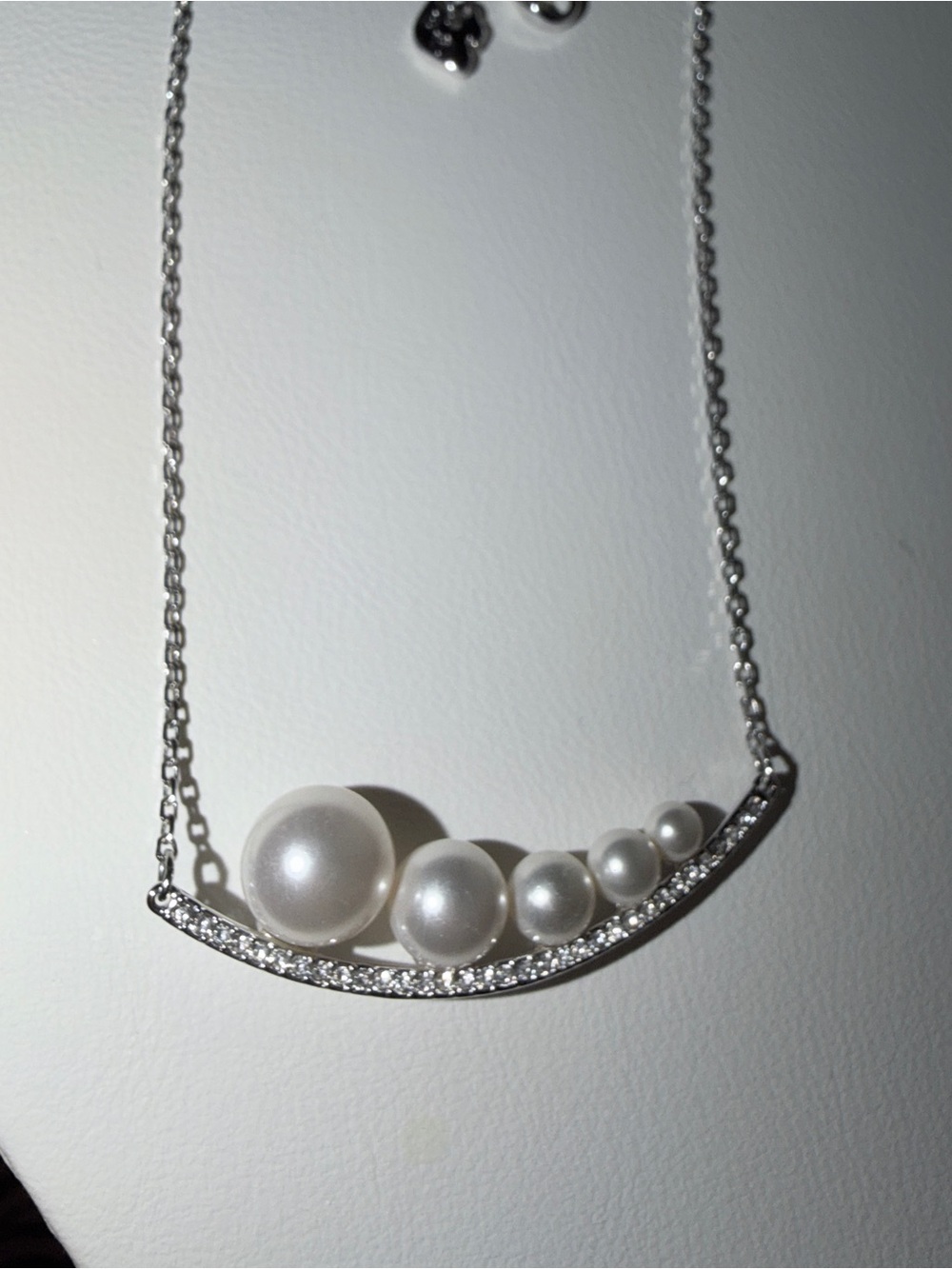 Swarovski Original Silver Pearl Accent Necklace - Elegant White Pearl Pendant
